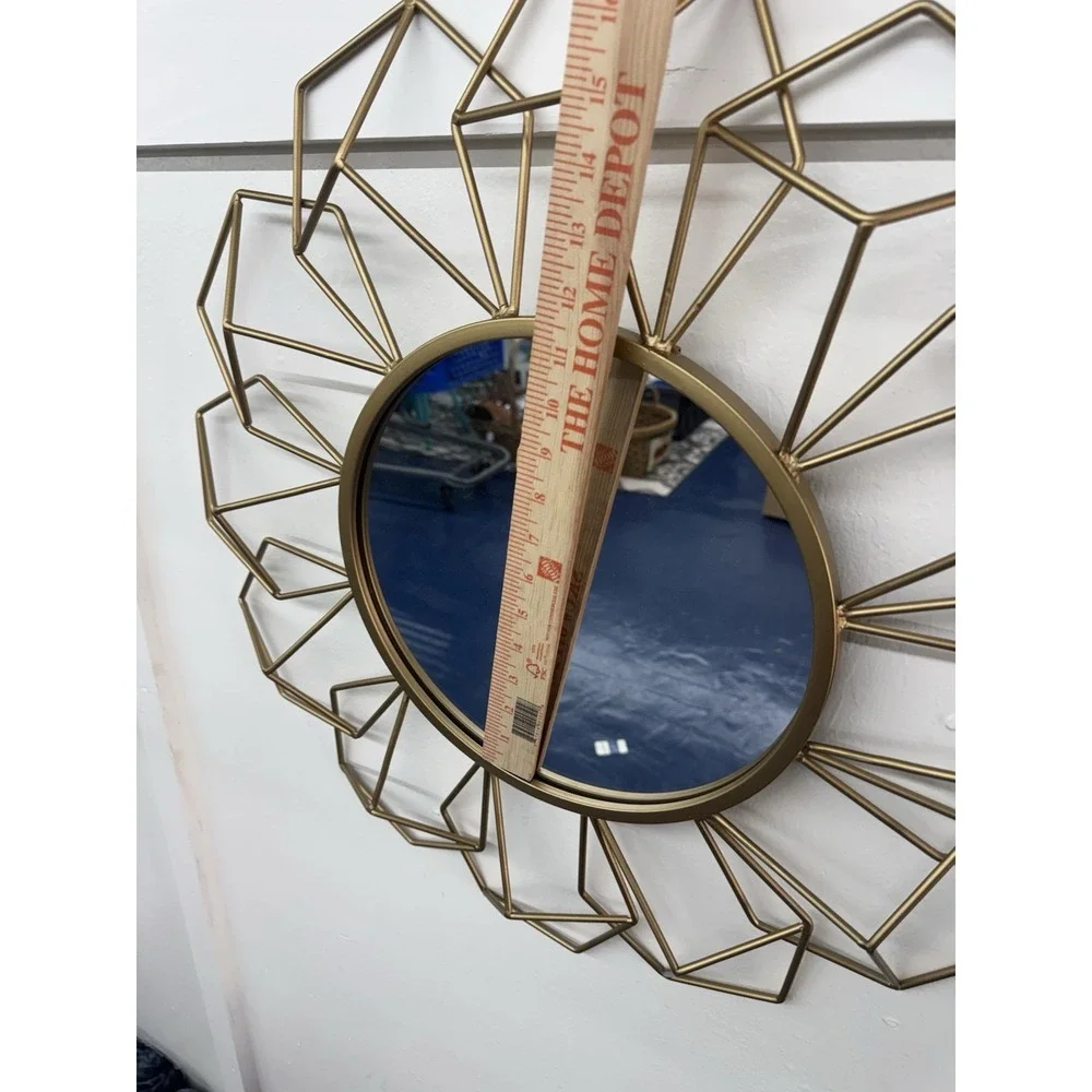 Gold Metal Geometrical Shaped Mirror‎ 22x23x2